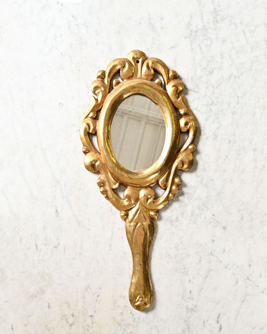 vintage italian gilt hand mirror