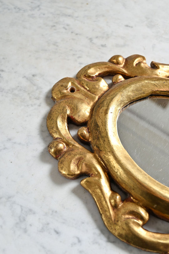 vintage italian gilt hand mirror