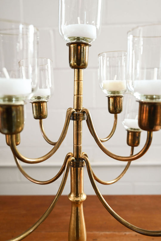 vintage french brass candelabra with glass votives
