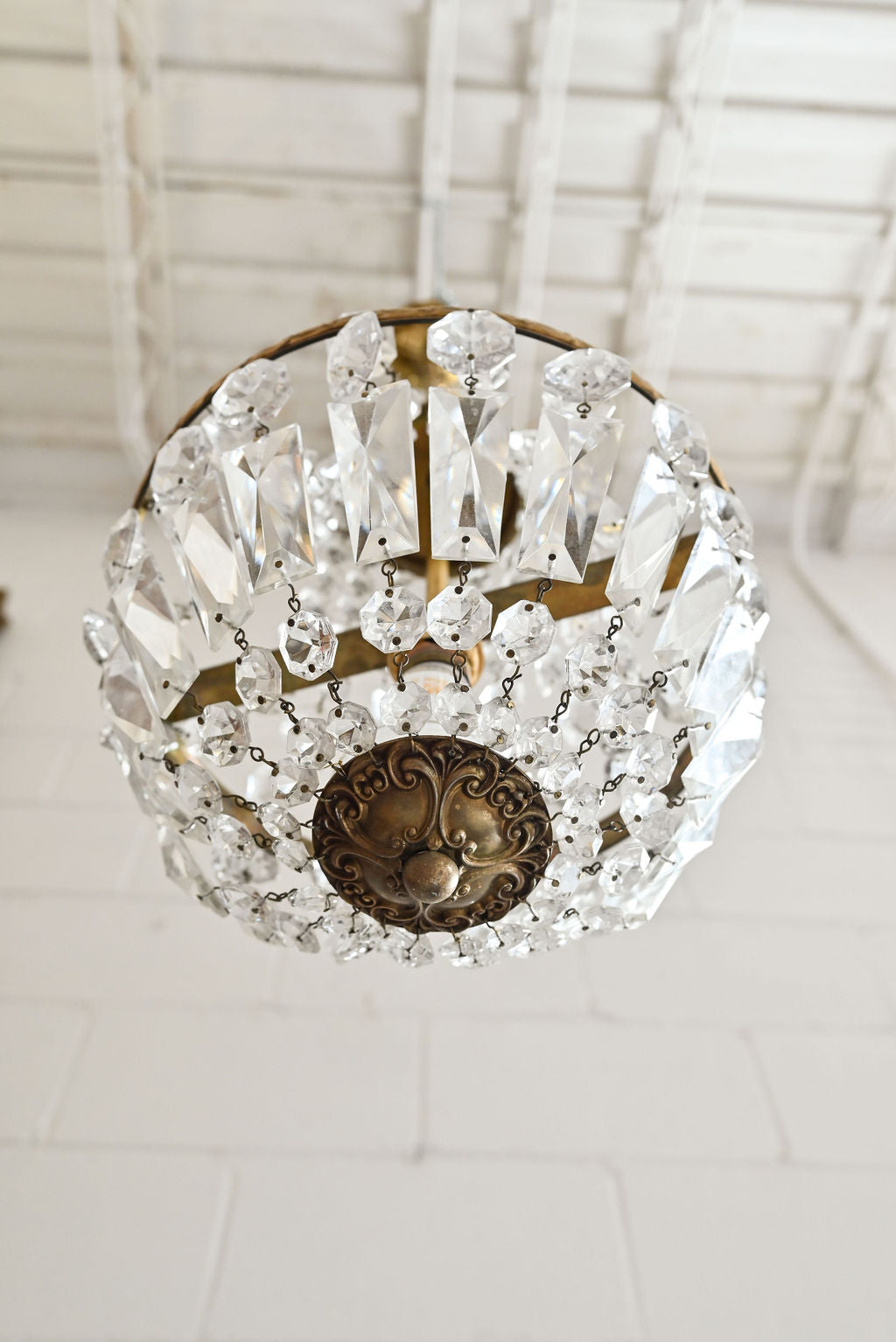 vintage french empire style crystal and ormolu chandelier