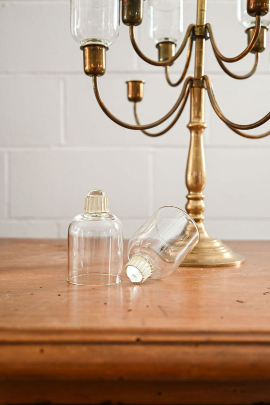 vintage french brass candelabra with glass votives