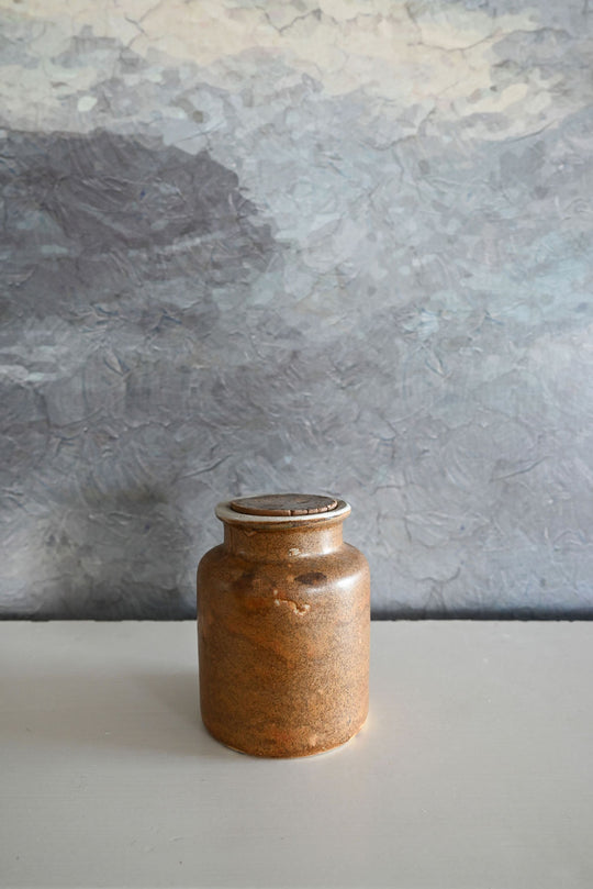 vintage french mustard jar with cork top