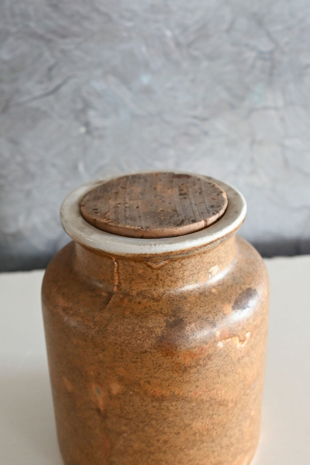 vintage french mustard jar with cork top