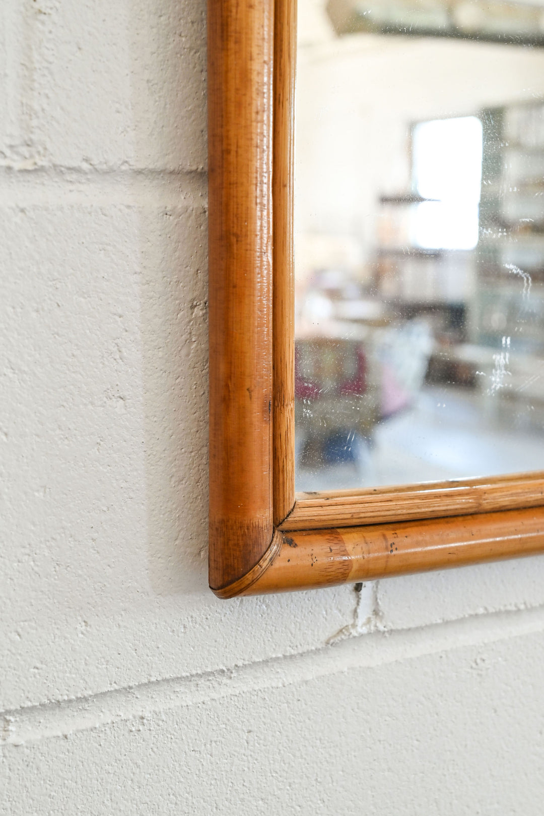 vintage french rectangular bamboo mirror