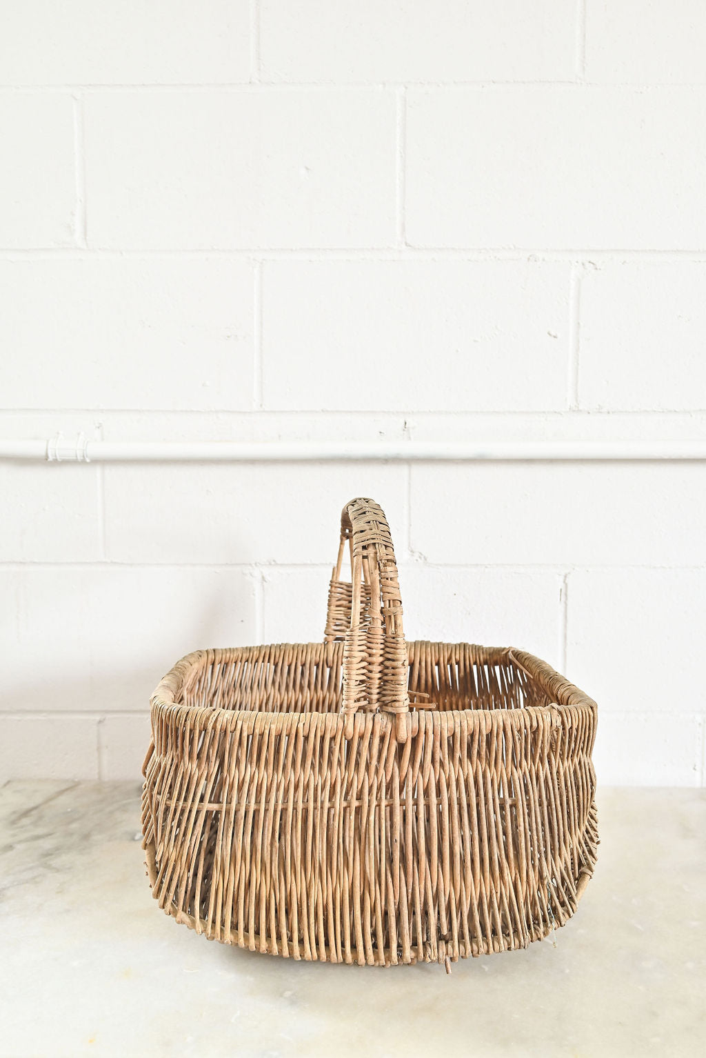 vintage French willow and bentwood gathering basket