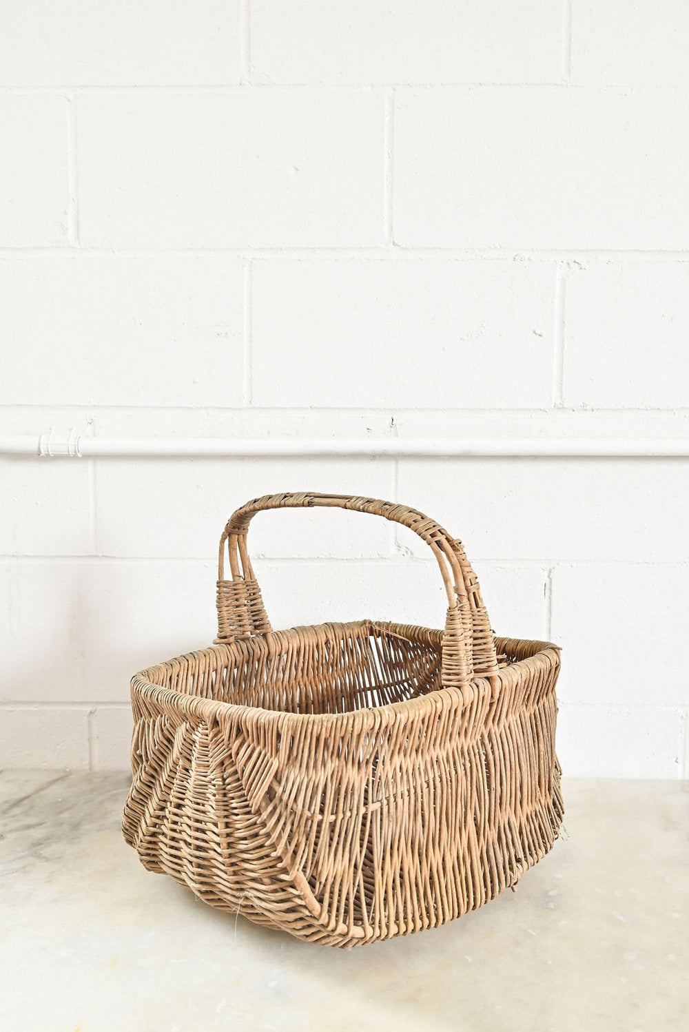 vintage French willow and bentwood gathering basket