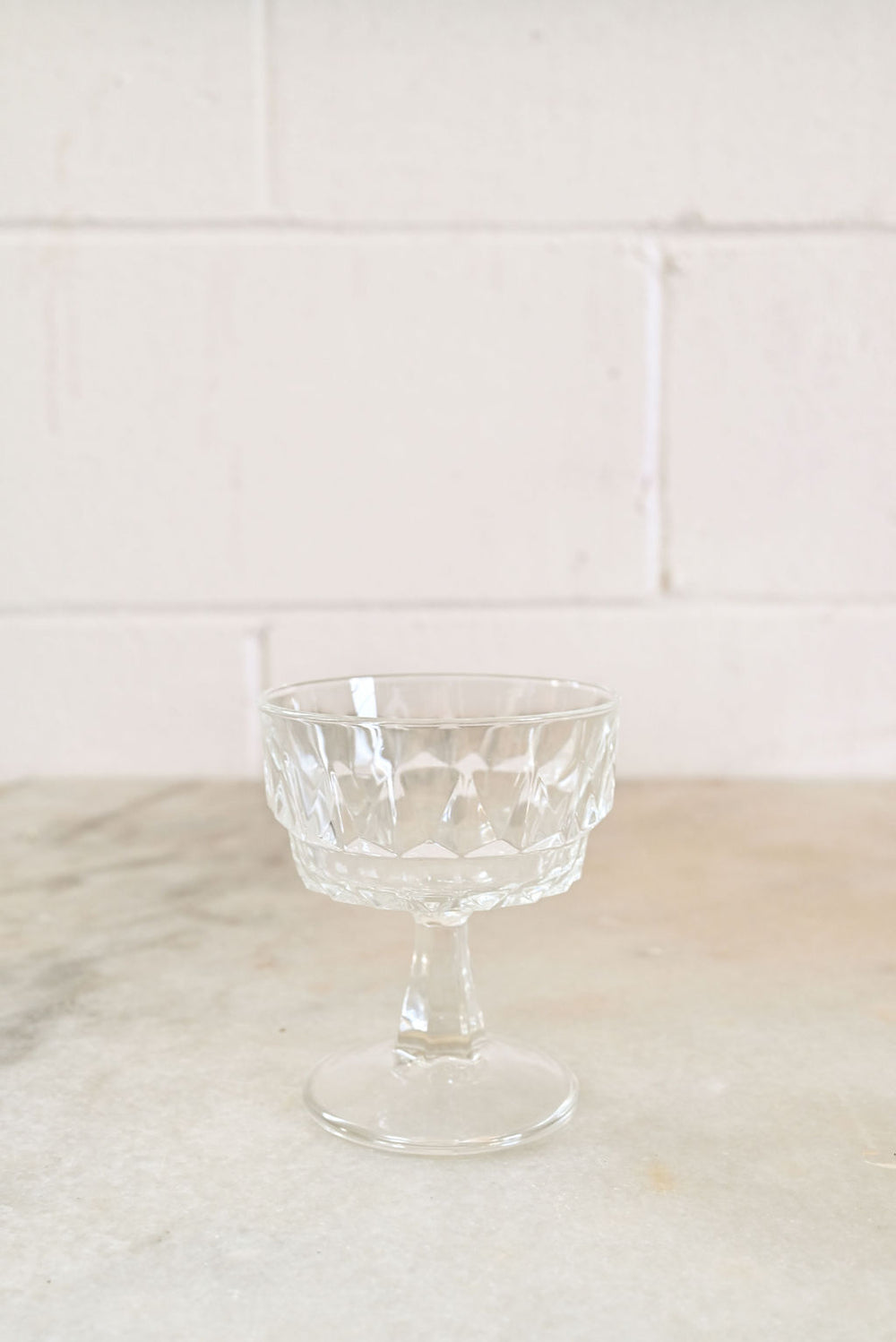 vintage French pressed glass champagne coupes, set of 6