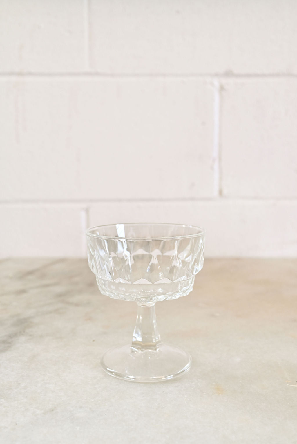 vintage French pressed glass champagne coupes, set of 6