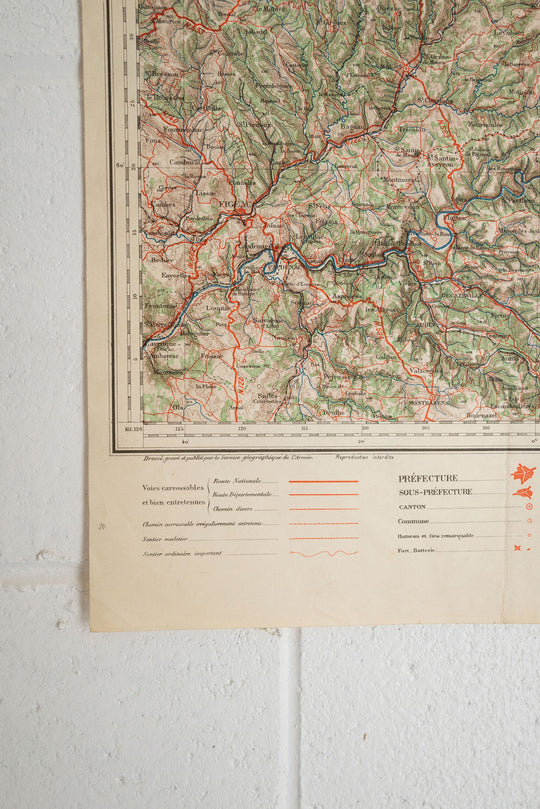 vintage french aurillac map