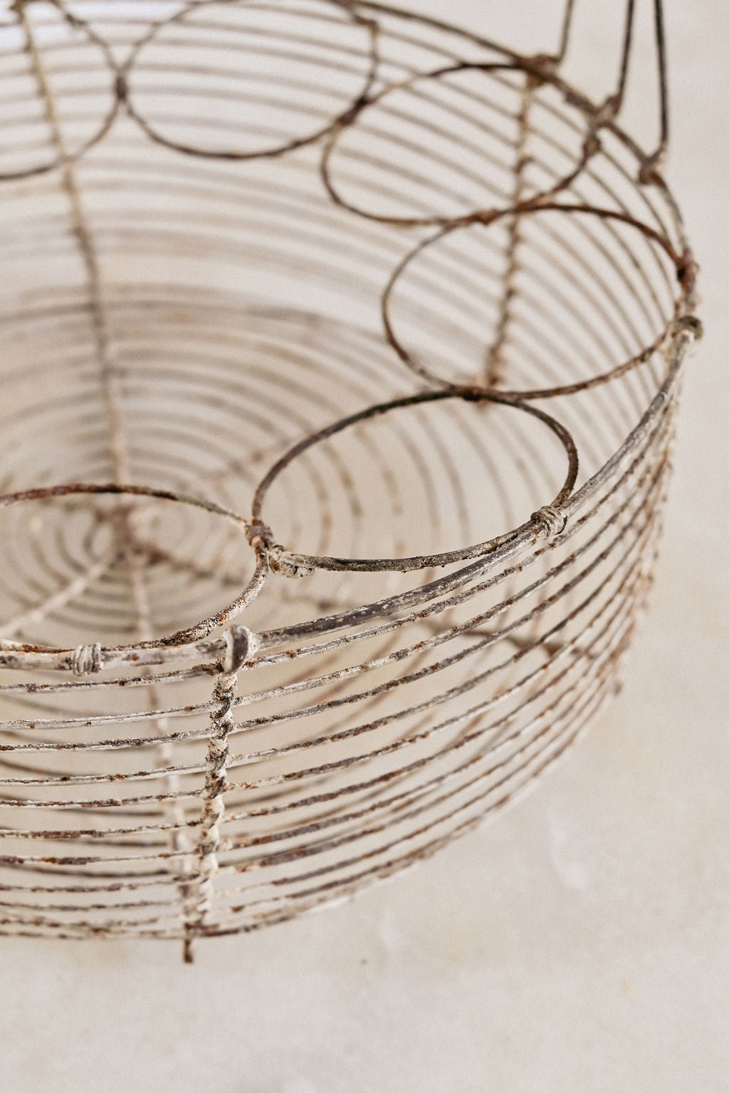 antique french round wire market basket