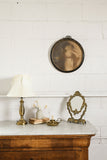 antique french brass cherub standing mirror