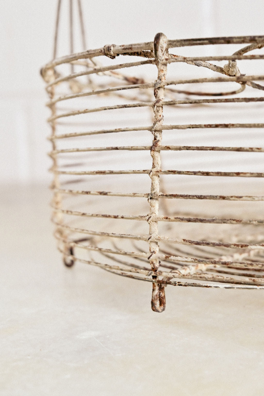 antique french round wire market basket