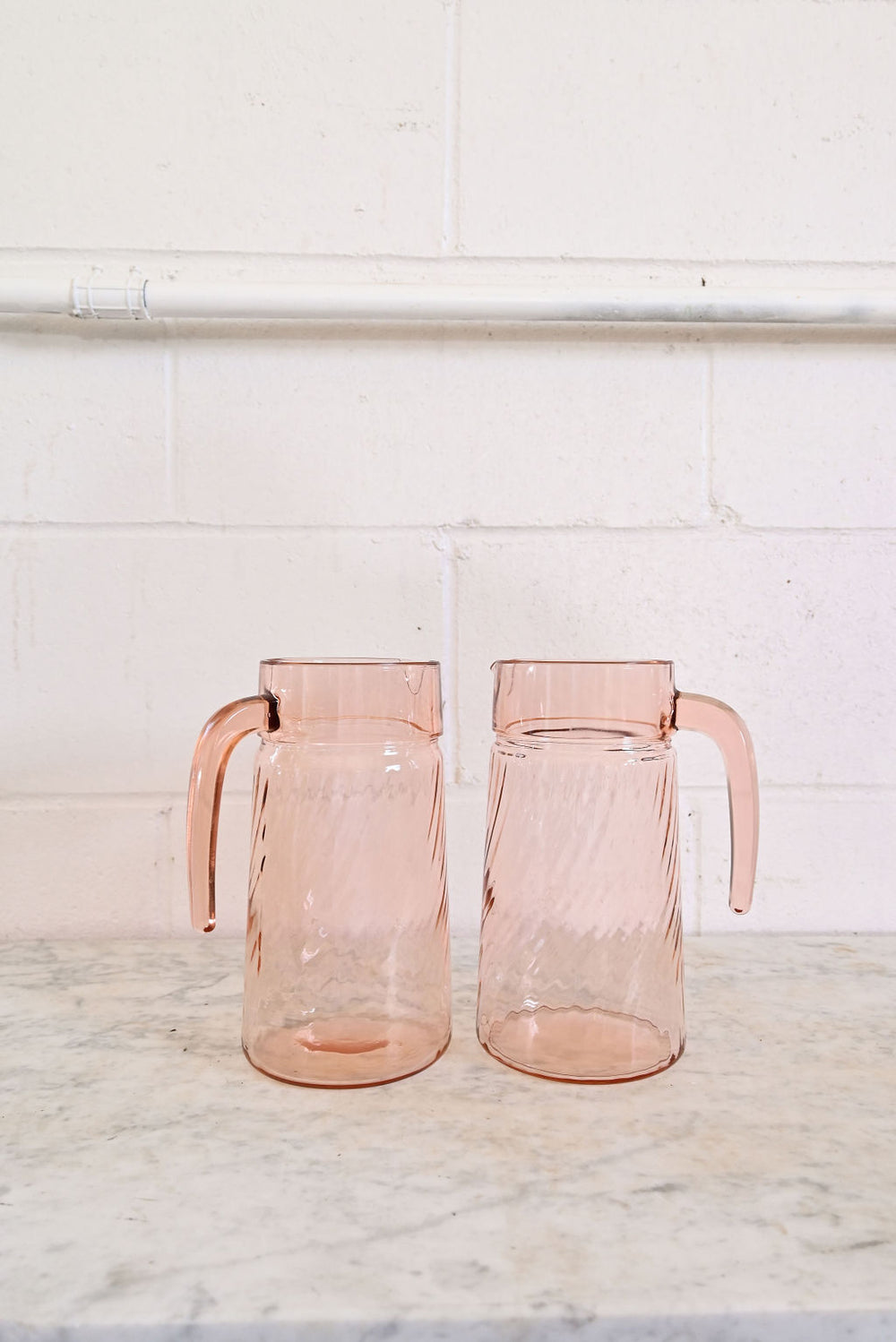 vintage french pink glass pitcher