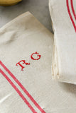 vintage french monogrammed "rg" kitchen towels