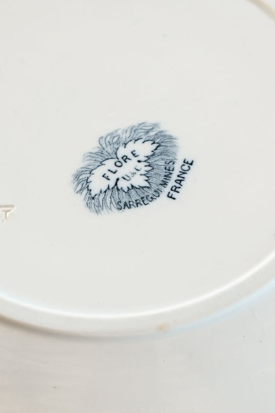 antique french sarreguemines transferware dinner plates, set of 6