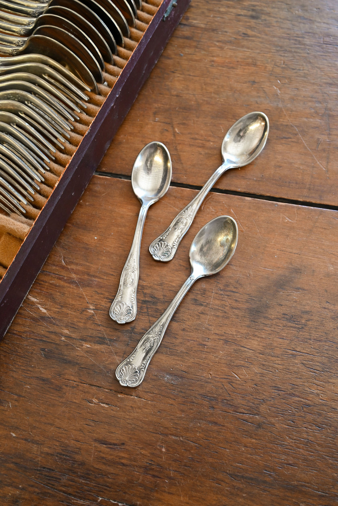 vintage french silverware, full set of 36 and serving utensils