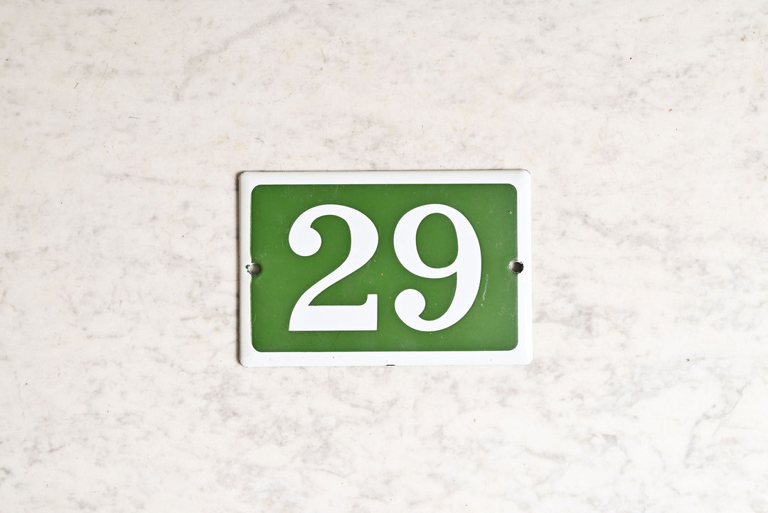 vintage French enameled apartment numbers