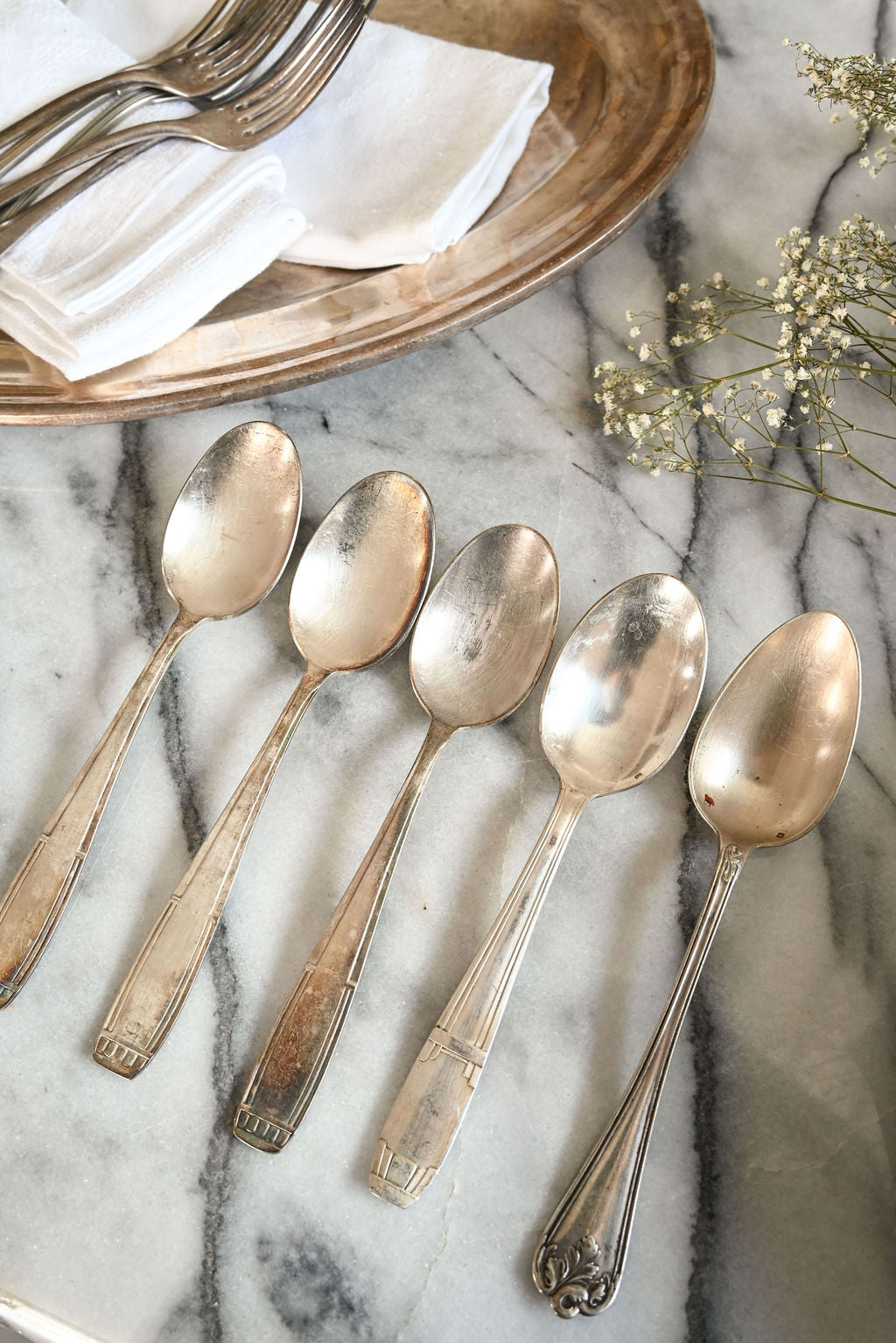 eclectic set of 10 vintage french forks and spoons