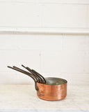 graduated set of 5 vintage french copper pots
