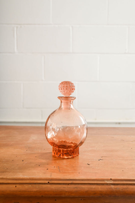 midcentury French pink glass decanter set