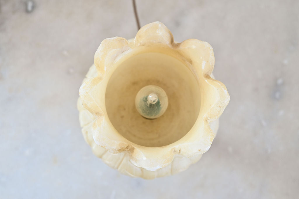 vintage French solid carved alabaster tulip lamp