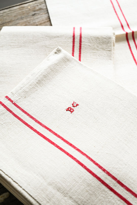 vintage french monogrammed linen towel