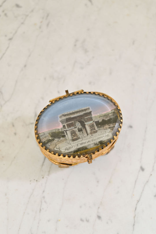 antique french "arc de triomphe" glass and ormulou bijoux casket