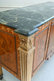 vintage italian marble topped commode with inlaid wood