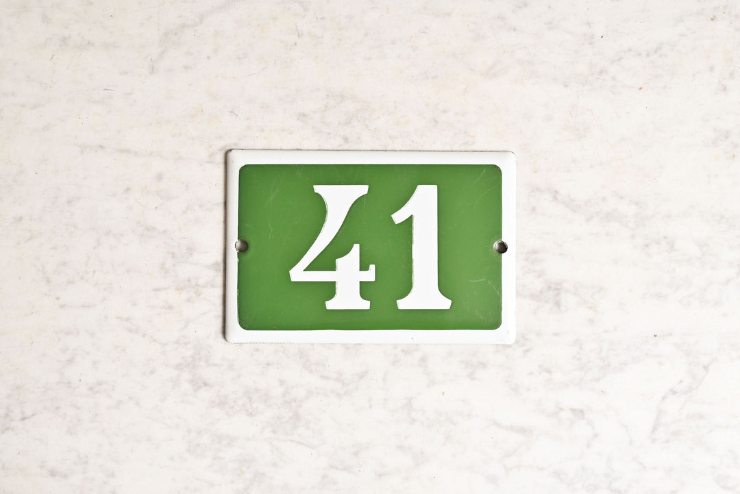 vintage French enameled apartment numbers