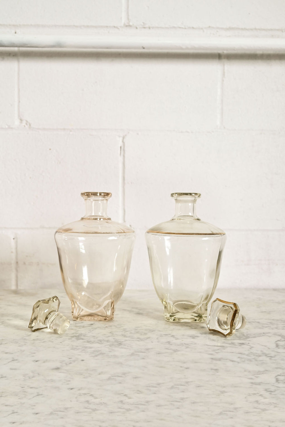 pair of vintage French decanters