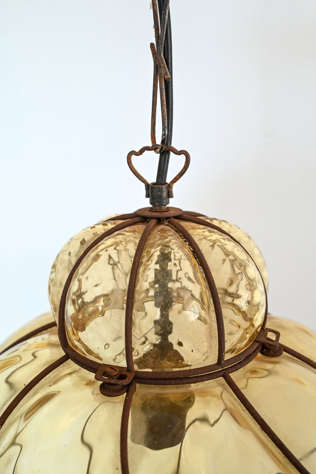 vintage oversized murano caged pendant lights