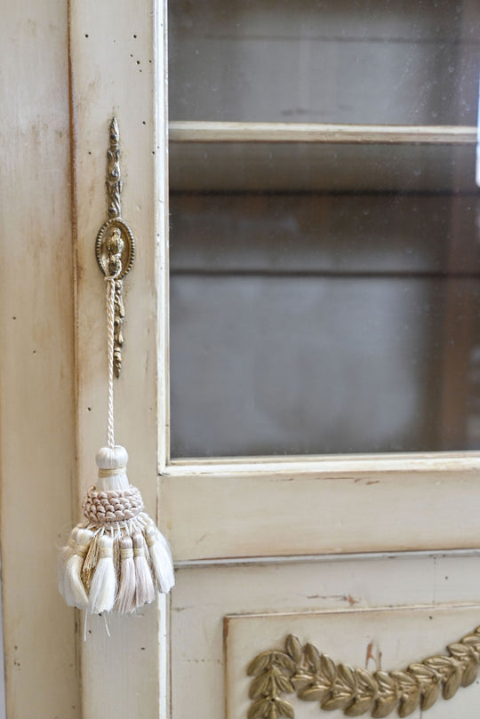 vintage french petite glass door cabinet