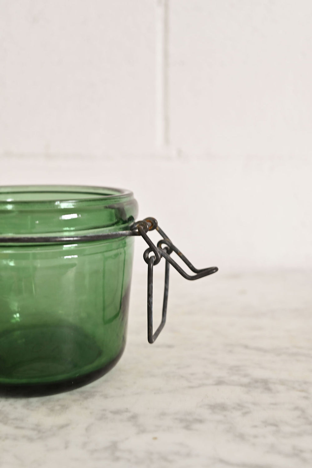 vintage french emerald green canning jar