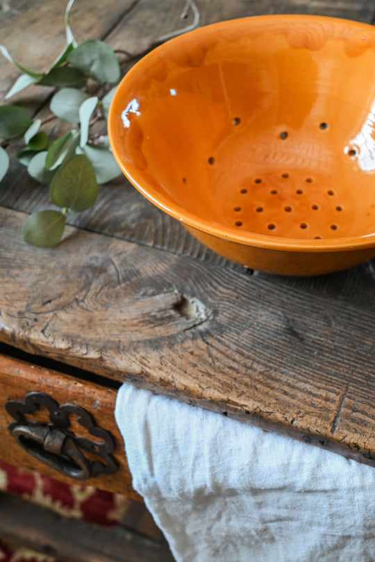 vintage french ceramic colander