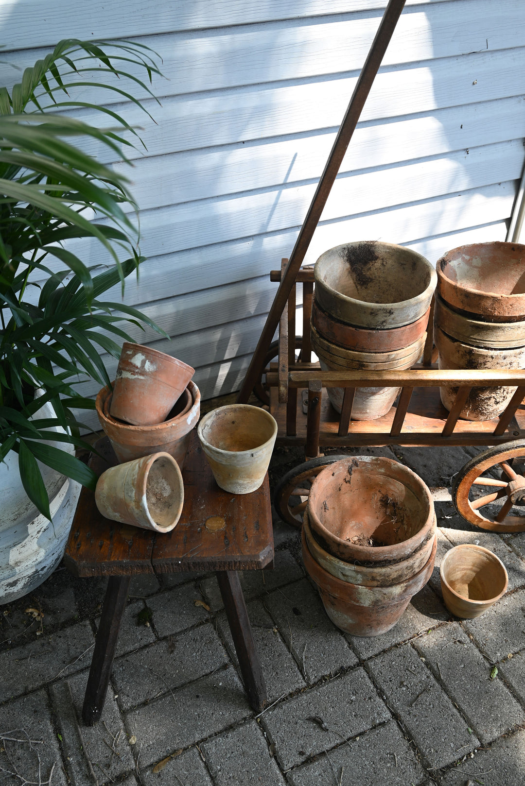 vintage French terra cotta flower pots