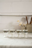 antique French porcelain transferware egg cups, set of four