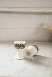 antique French porcelain transferware egg cups, set of four