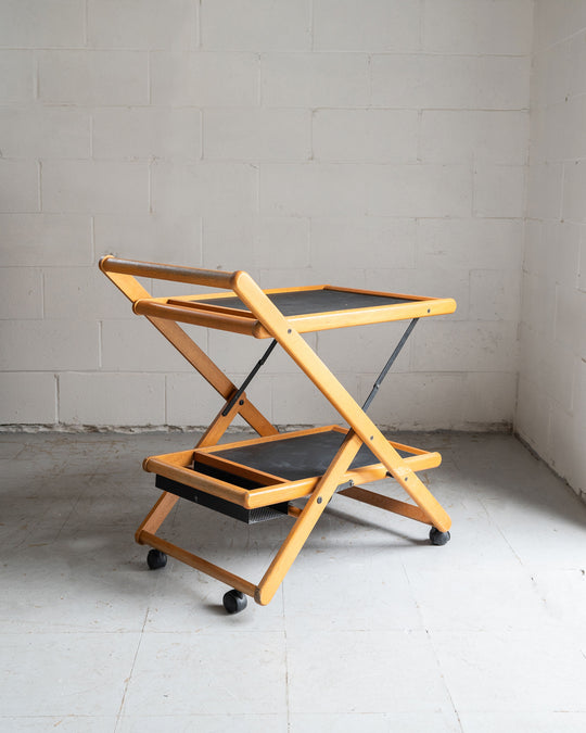 vintage wood bar cart