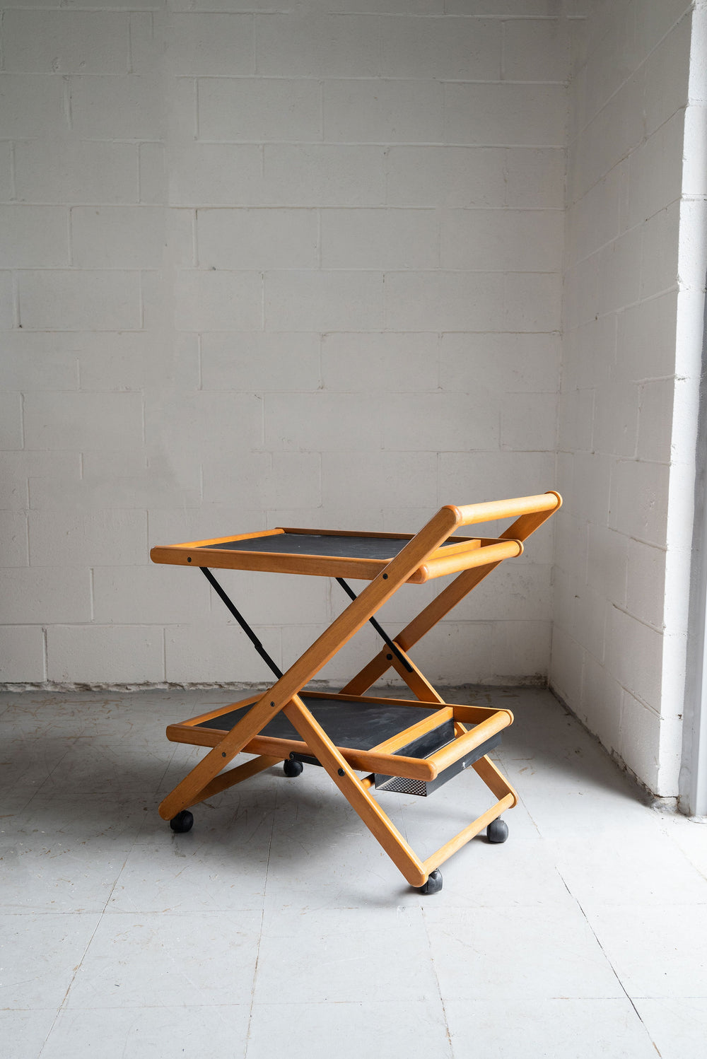 vintage wood bar cart