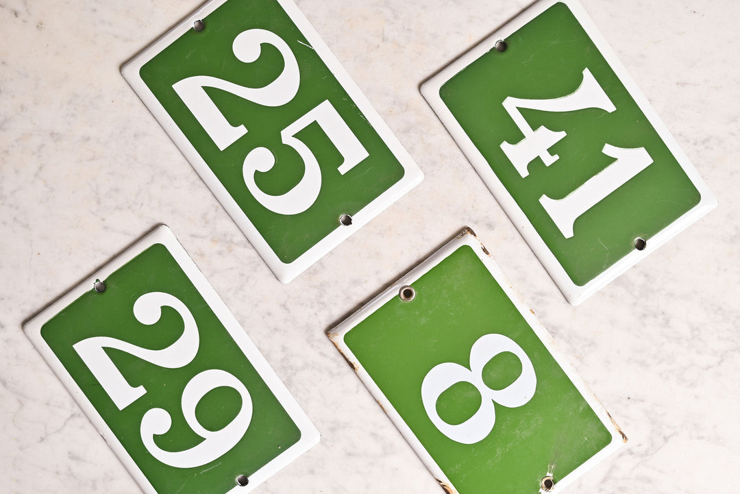 vintage French enameled apartment numbers