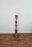 tall antique brass liturgical floor candle stick