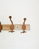 vintage french farmhouse wood and cast iron coat rack