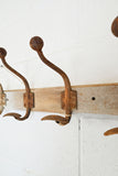 vintage french farmhouse wood and cast iron coat rack