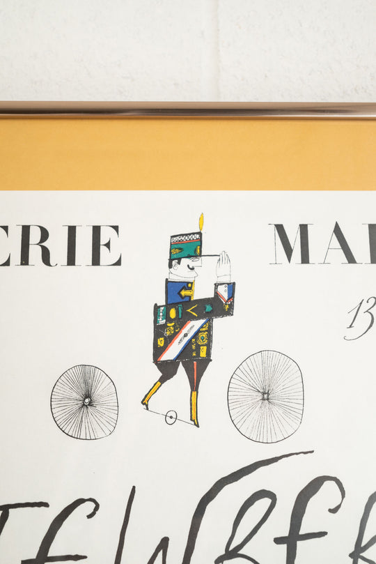 rare vintage french galerie maeght steinberg framed exhibition poster, 1953