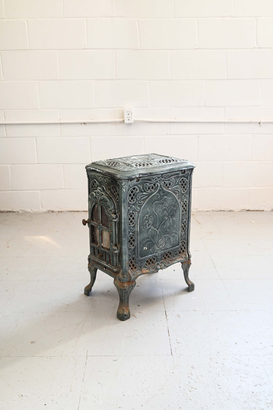 french art nouveau green enamel stove