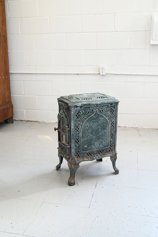 french art nouveau green enamel stove