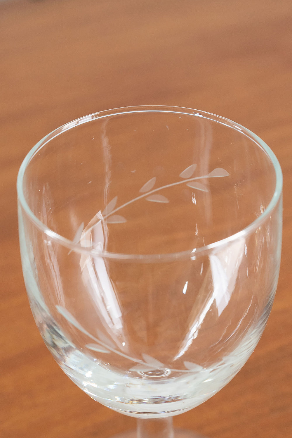 set of 4 vintage french etched wine glasses