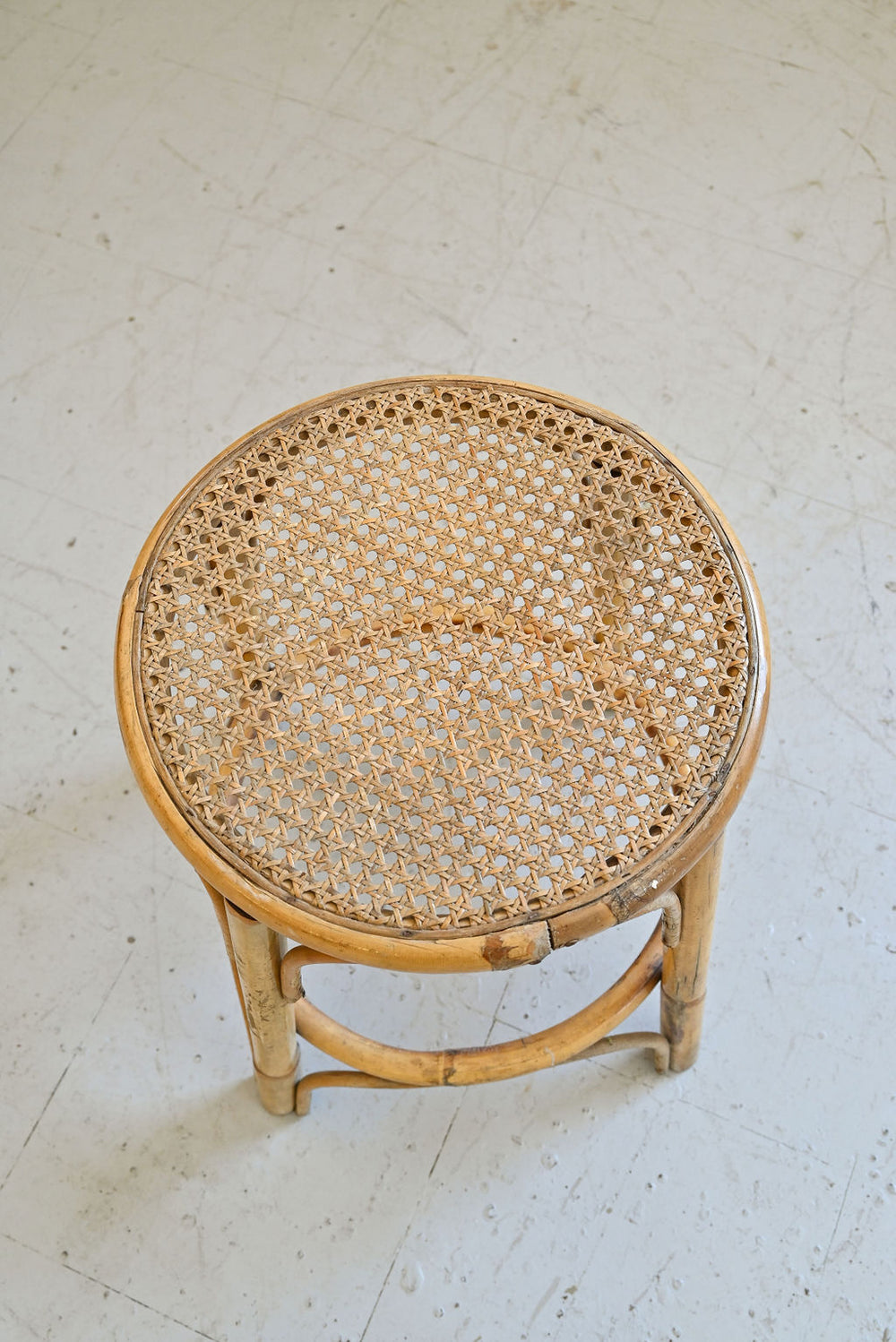 midcentury french bamboo and rattan stool