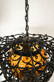 vintage caged amber light fixture
