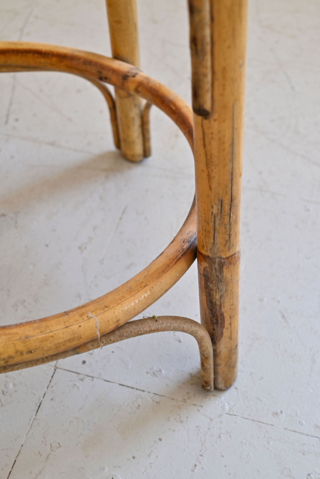 midcentury french bamboo and rattan stool